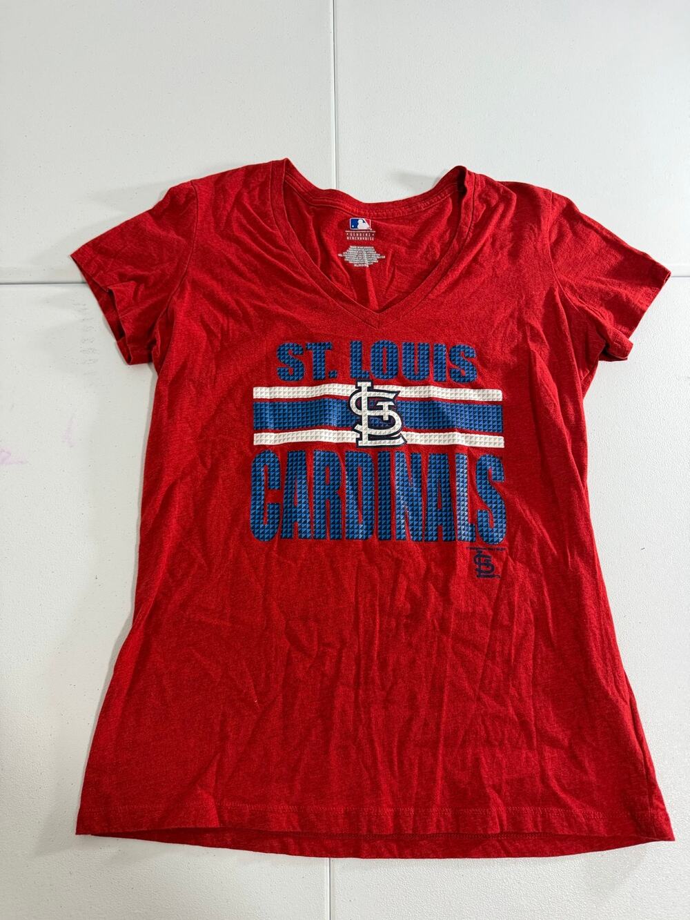 St Louis Cardinals Womens V Neck T Shirt XL MLB Genuine Merchandise Red